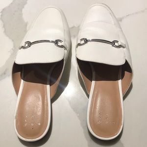 White loafer backless slides